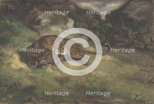 Leopard and Serpent, 1810-75. Creator: Antoine-Louis Barye.