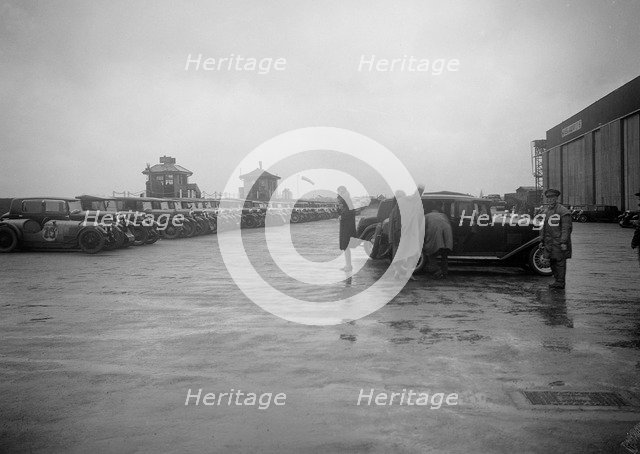 Cars at the Riley Motor Club Rally, Croydon Aerodrome, 25 April 1931. Artist: Bill Brunell.