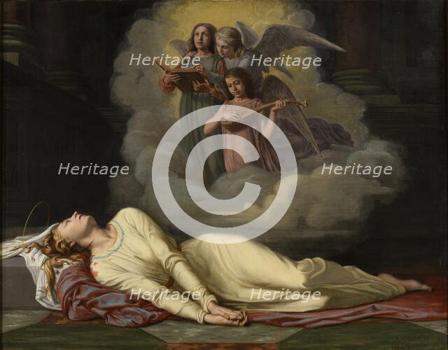 Dying Saint Cecilia hears a celestial concert, 1869. Creator: Guérin, Prosper (1838-1912).