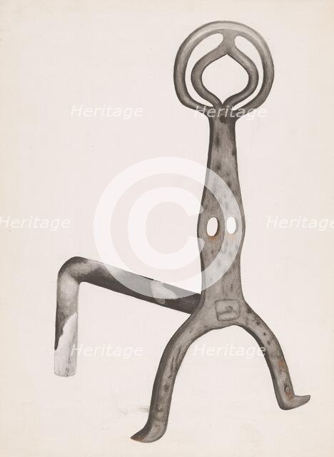 Wrought Iron Andiron, c. 1936. Creator: Natalie Simon.
