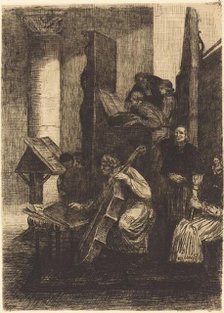 Choir in a Spanish Church (Le choeur d'une eglise espagnole), 1860. Creator: Alphonse Legros.