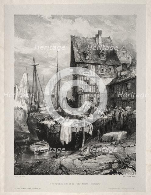 Six Marines: Intérieur dun port, 1833. Creator: Eugène Isabey (French, 1803-1886).