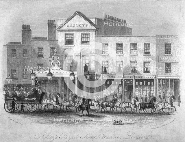 Astley's Amphitheatre and adjacent buildings, Westminster Bridge Road, Lambeth, London, c1775. Artist: J Shury