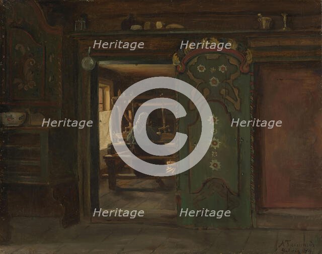 Woman at the Loom, Gulsvik, 1874. Creator: Adolph Tidemand.