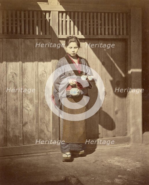 Woman with Tea Tray, 1863-1868. Creator: Felice Beato.