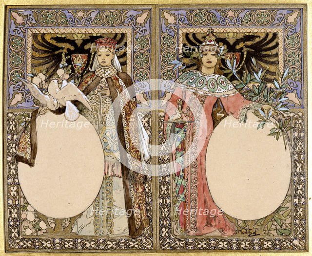 Book illustration, 1890s.  Artist: Alphonse Mucha