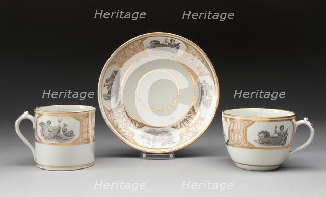 Teacup, Coffee Cup, and Saucer, Worcester, c. 1800. Creator: Royal Worcester.