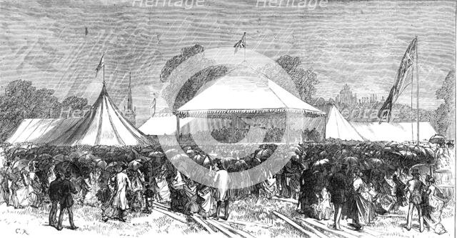 Prince Arthur opening of the Birmingham exhibition of the Royal Horticultural Society, 1872. Creator: Unknown.