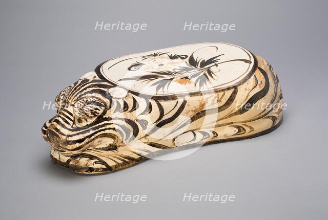 Tiger-Shaped Pillow with Floral Spray, Jin dynasty (1115-1234), 12th/13th century. Creator: Unknown.