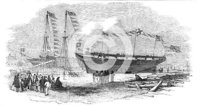 Launch of the "Earl of Hardwicke", Whaling Ship, at Cowes, 1850. Creator: Unknown.