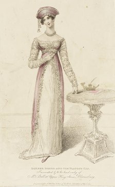 Fashion Plate (Dinner Dress and the Platoff Cap), 1814. Creator: John Bell.