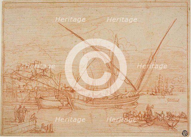 View of a Port: Ships in a Harbor, 1753. Creator: Adriaen Manglard.
