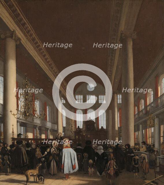 Interior of the Portuguese Synagogue in Amsterdam, 1680. Creator: Emanuel de Witte.
