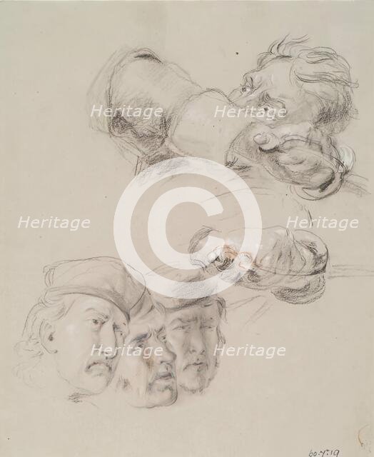 Heads and Hands - Study for The Battle of Prestonpans, c1842. Creator: William Allan.