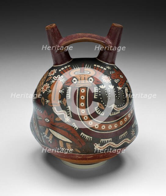 Double-Spouted Vessel Depicting a Landscape with Coyotes and Cactus, 180 B.C./A.D. 500. Creator: Unknown.