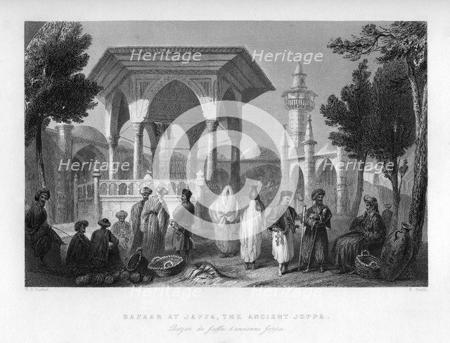 The bazaar at Jaffa, the ancient Joppa, Palestine (Israel), 1841.Artist: E Smith