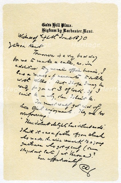 A hand-written letter, 1870 (1899). Artist: Unknown