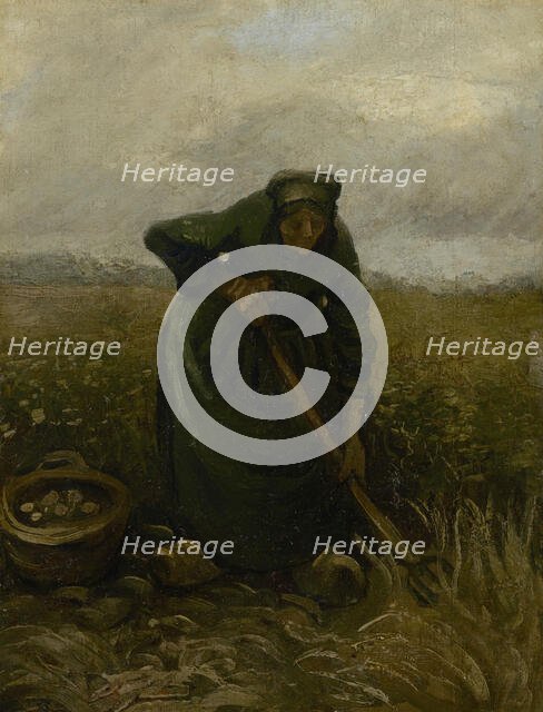 Woman Lifting Potatoes, 1885. Creator: Gogh, Vincent, van (1853-1890).