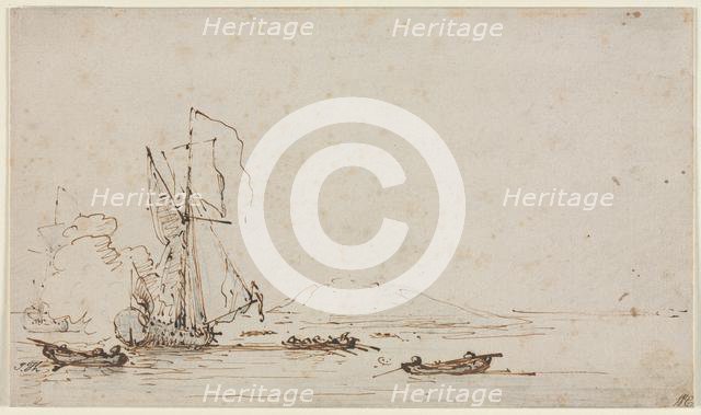 Yacht Receiving Salute, c. 1700. Creator: Willem van de Velde (Dutch, c. 1611-1693).