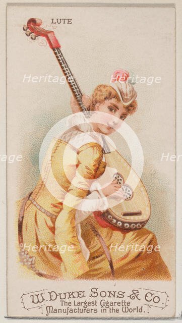 Lute, from the Musical Instruments series (N82) for Duke brand cigarettes, 1888., 1888. Creator: Schumacher & Ettlinger.