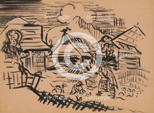 Village scenery, okolo 1935. Creator: Arnold Peter Weisz-Kubincan.