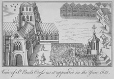 St Paul's Cross and old St Paul's Cathedral, City of London, 1621 (1650). Artist: Anon
