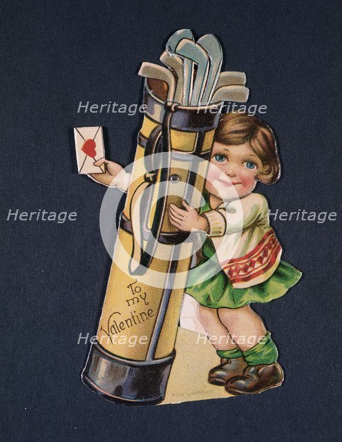 Valentine card with golfing theme, American, c1930s. Artist: Unknown