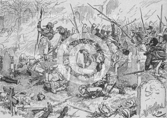 'The Young Guard in the Churchyard of Essling', 1896, (1902). Artist: Gordon Frederick Browne.