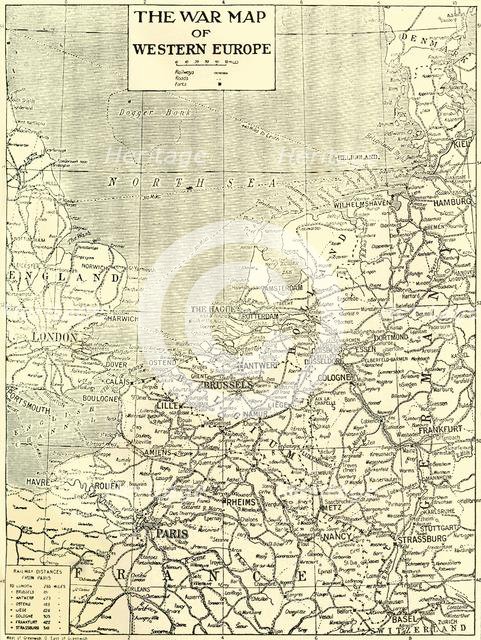 'The War Map of Western Europe', 1915. Creator: Unknown.