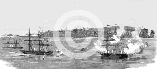 'The Cession of Heligoland to Germany - HMS "Calypso" Firing a Salute, 1890. Creator: Unknown.