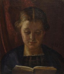 Elisabeth Zahrtmann, the artist's sister, reading, 1866. Creator: Kristian Zahrtmann.