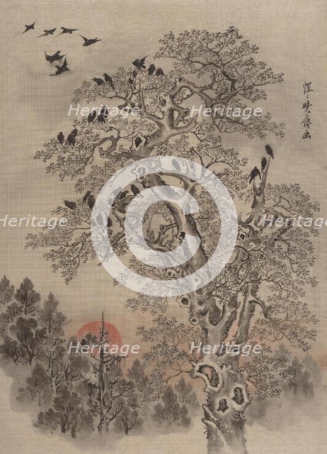 Flock of Crows at Dawn, ca. 1887. Creator: Kawanabe Kyosai.