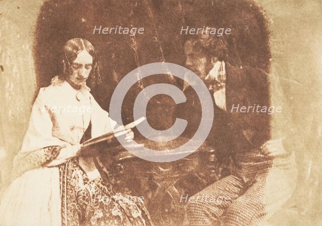Couple Seated, Woman Reading, 1843-47. Creators: David Octavius Hill, Robert Adamson, Hill & Adamson.