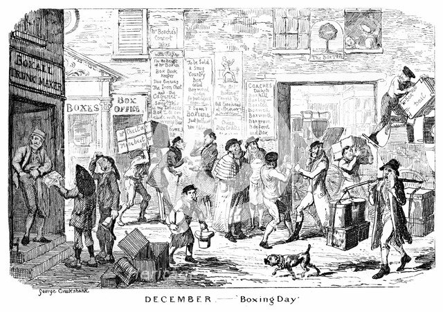 'December - Boxing Day', 19th century.Artist: George Cruikshank