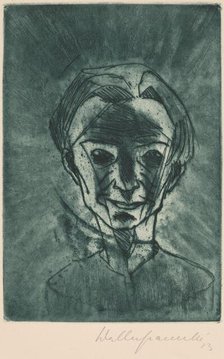 Smiling Head, Self-portrait (Lächelnder Kopf, Selbstporträt), 1923. Creator: Walter Gramatté.