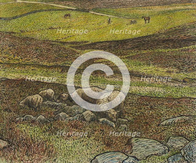 Sheep in a Dell, 1907. Creator: Nils Kreuger.