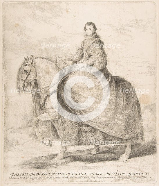 Isabel of Bourbon, Queen of Spain and wife of Philip IV (D. Isabel de Borbon, Reyna de Esp..., 1778. Creator: Francisco Goya.