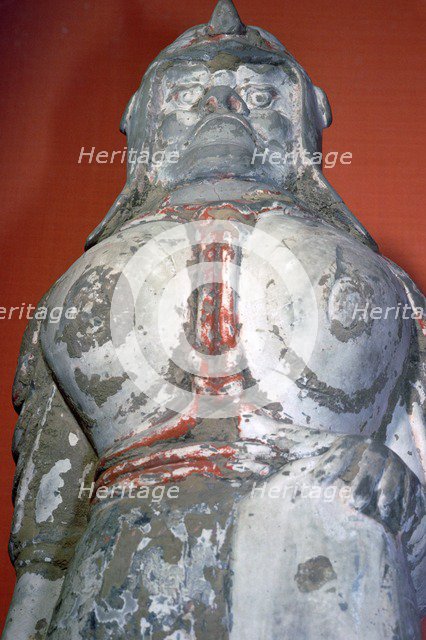 Terracotta painted soldier from the six dynasties period, China. Artist: Unknown