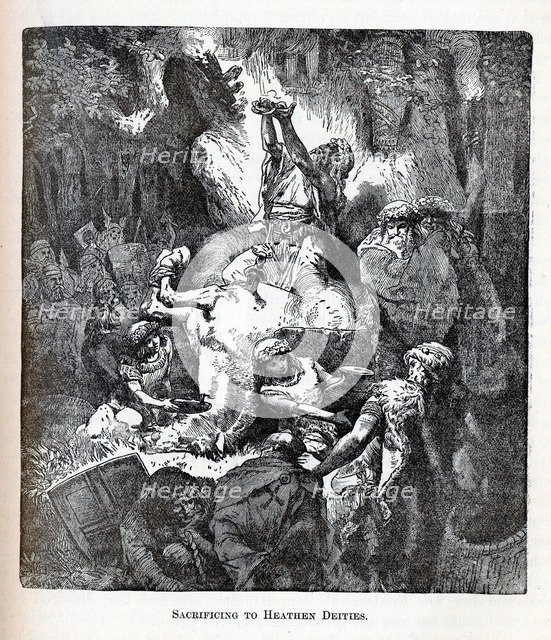 Sacrificing to Heathen Deities, 1882. Artist: Anonymous  