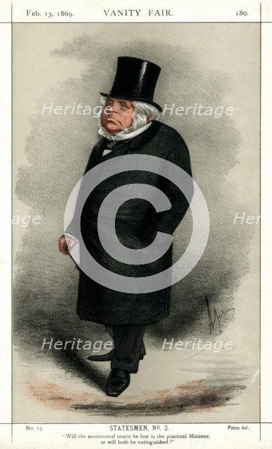 John Bright, British Radical and Liberal politician, 1869.Artist: Carlo Pellegrini