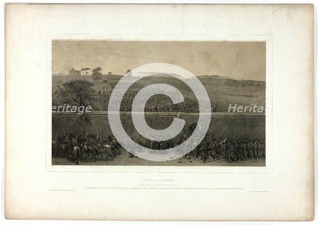 Capture of the Villa Pamfili, from Souvenirs d’Italie: Expédition de Rome, 1852. Creator: Auguste Raffet.