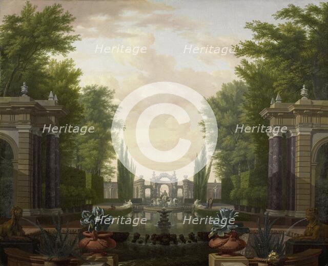 Water Terrace with Statues and Fountains in a Park, 1700-1744. Creator: Isaac de Moucheron.