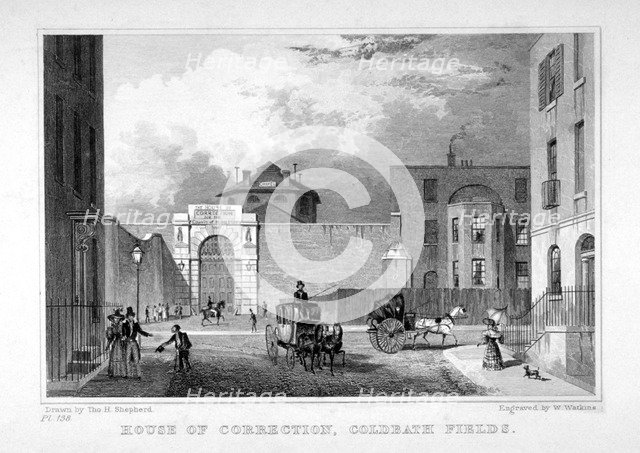 Cold Bath Fields Prison, Finsbury, London, 1830. Artist: W Watkins