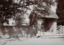 Mitchel Troy, Wales: lich-gate and stocks outside the church, c1890. Creator: Unknown.