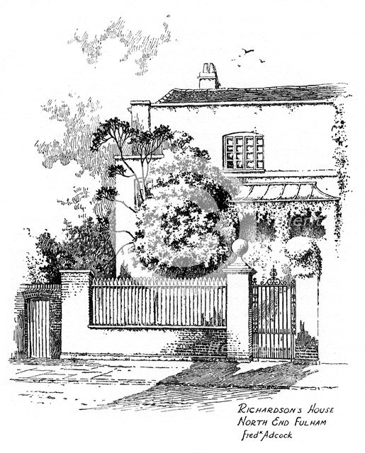 Samuel Richardson's house, North End, Fulham, London, 1912. Artist: Frederick Adcock