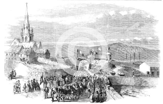 Opening of the Barnsley Branch Railway: the Procession entering the Regent-Street Station, 1857. Creator: Unknown.
