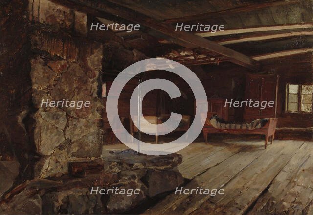 Interior view of Hämäläinen pirt, 1870. Creator: Karl Emanuel Jansson.