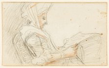 Right Profile of Seated Woman Reading, n.d. Creator: William Hoare.