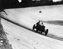 Mercedes on the banking near Members' Bridge, Brooklands, Surrey, 1920. Artist: Unknown