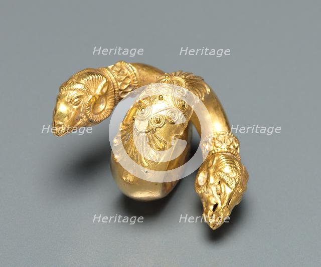 Pair of Hair Ringlets with Ram Head, c. 4th Century BC. Creator: Unknown.